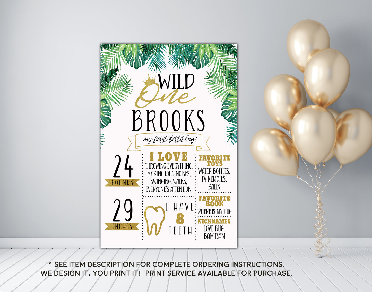 Wild One First Birthday - Jungle Safari Smash cake Milestone Birthday Sign - DIGITAL FILE