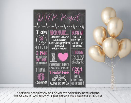 Nursing Milestone Graduation Personalized Chalkboard Sign Photo Prop - Any Nursing Degree DIGITAL FILE (Nurse-Baby)