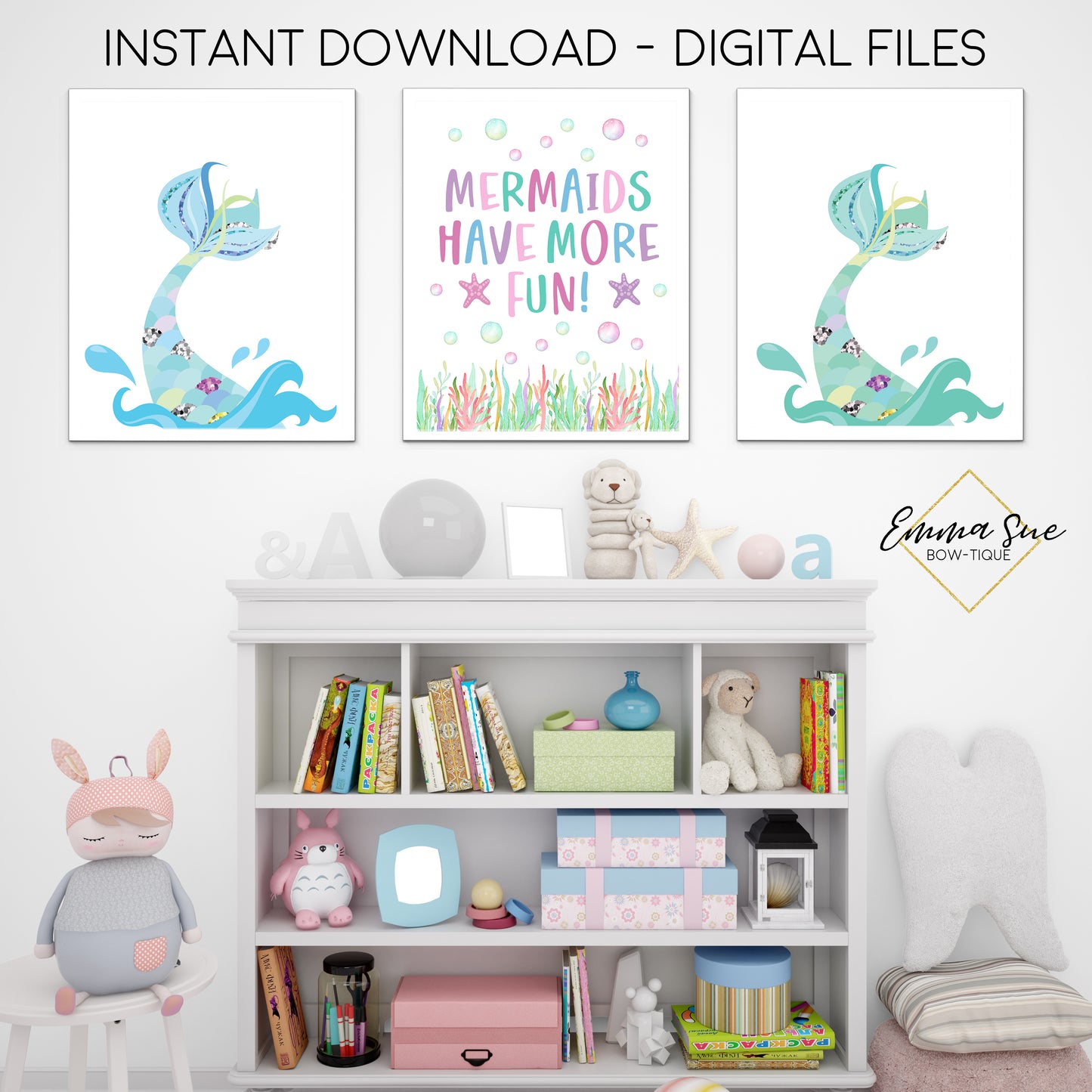 Mermaids Have More Fun Mermaid Tails  - Kid's Room Or Baby Nursery Printable Wall Art  - Digital File