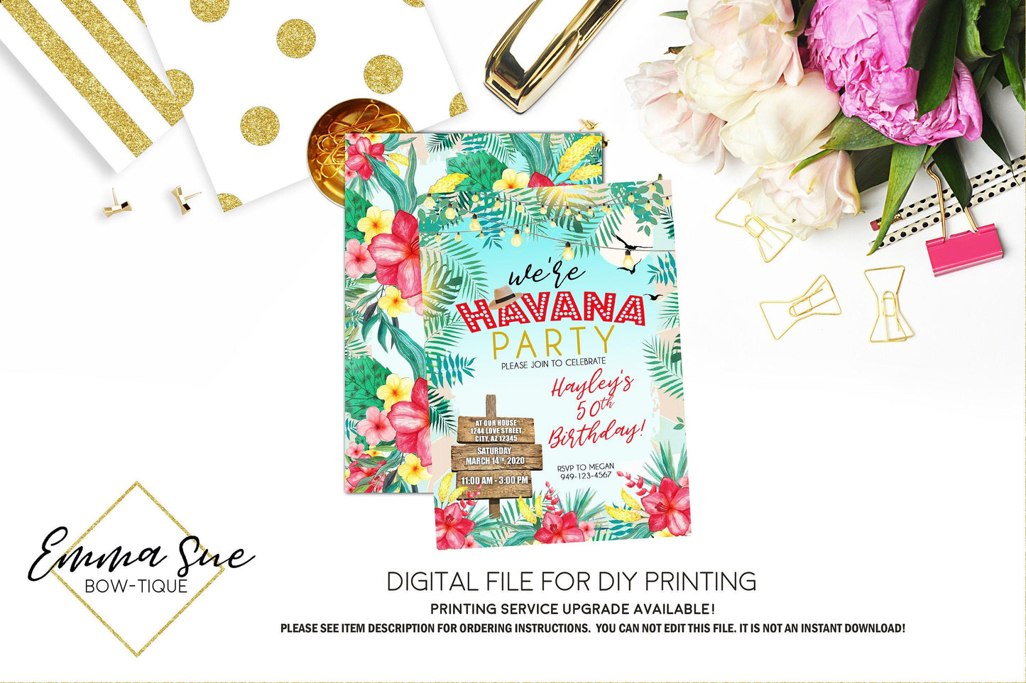 We're Havana Party - Havana Nights Tropical Birthday invitation Printable - Digital File  (Havana-01)