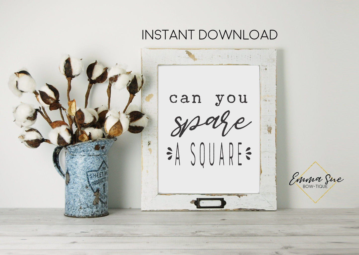 Can you spare a square Toilet Paper Sign Bathroom Wall Art Printable Instant Download