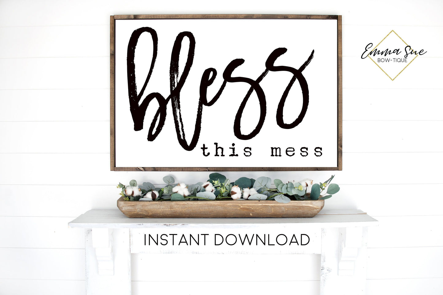 Bless this mess Living room Large Wall art Farmhouse Printable Sign