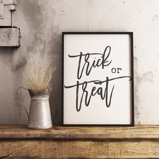 Trick or Treat - Halloween Decoration Farmhouse Style Printable Art Sign - Digital File