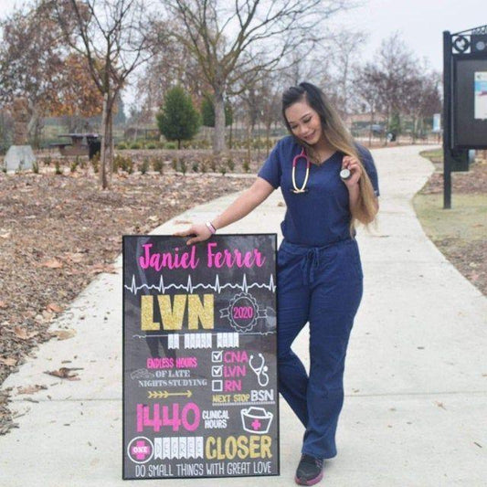 LVN, LPN, RN, or any Nursing Graduation Personalized Chalkboard Sign- DIGITAL FILE (nurse-check)