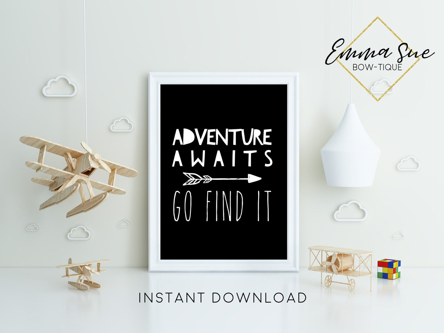 Adventure Awaits Go Find It Bohemian Arrow Kid room Wall Art Printable Sign - Digital File
