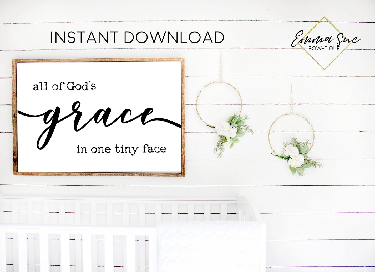 All of God's Grace in one tiny face Baby Kids nursery room Printable S ...