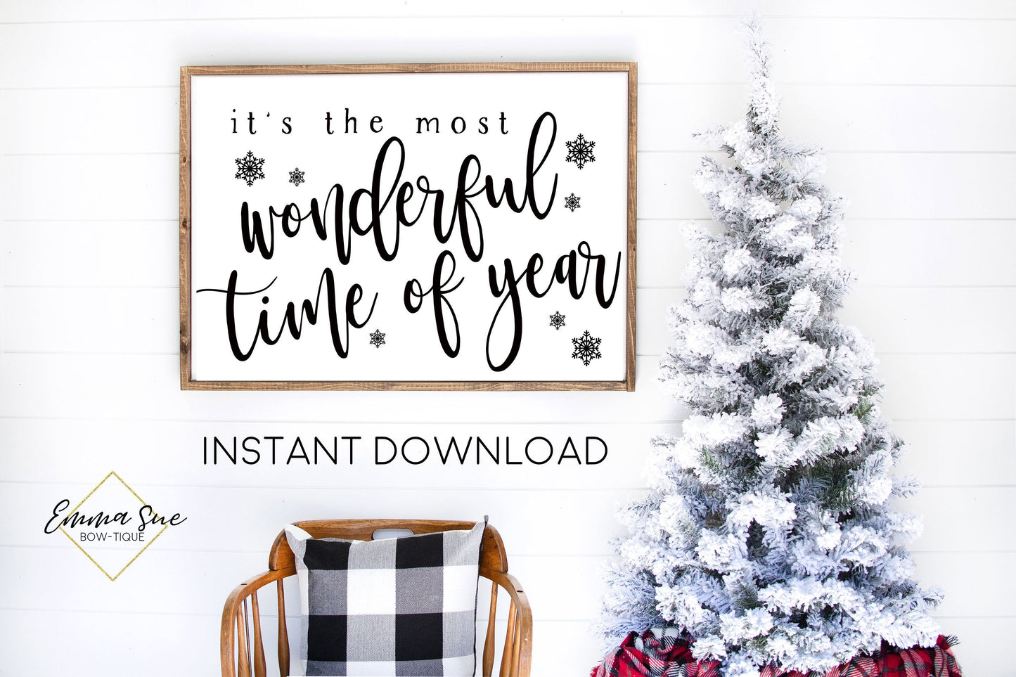 It's the most wonderful time of year - Christmas Decor Printable Sign Farmhouse Style  - Digital File