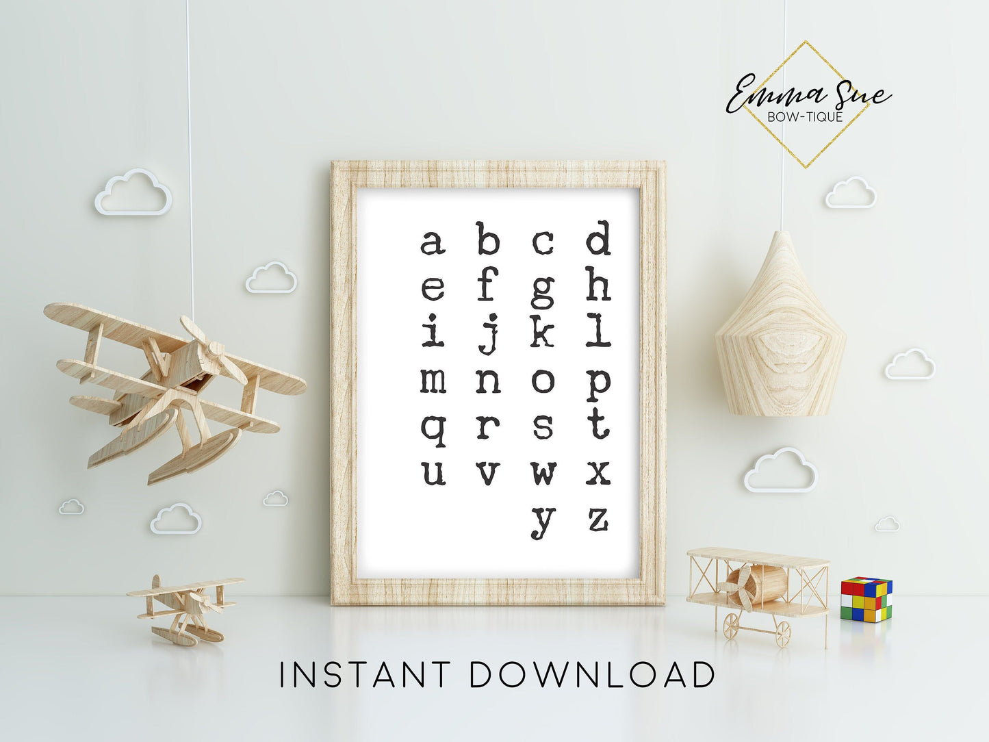 ABC Alphabet Vintage Sign -  Kids Play room Printable Sign Farmhouse Style  - Digital File