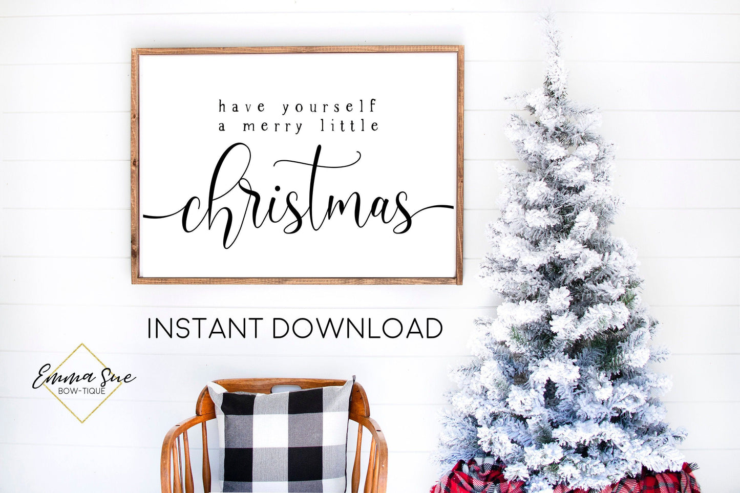 Have yourself a Merry Little Christmas - Black and White Christmas Decor Printable Sign Farmhouse Style  - Digital File