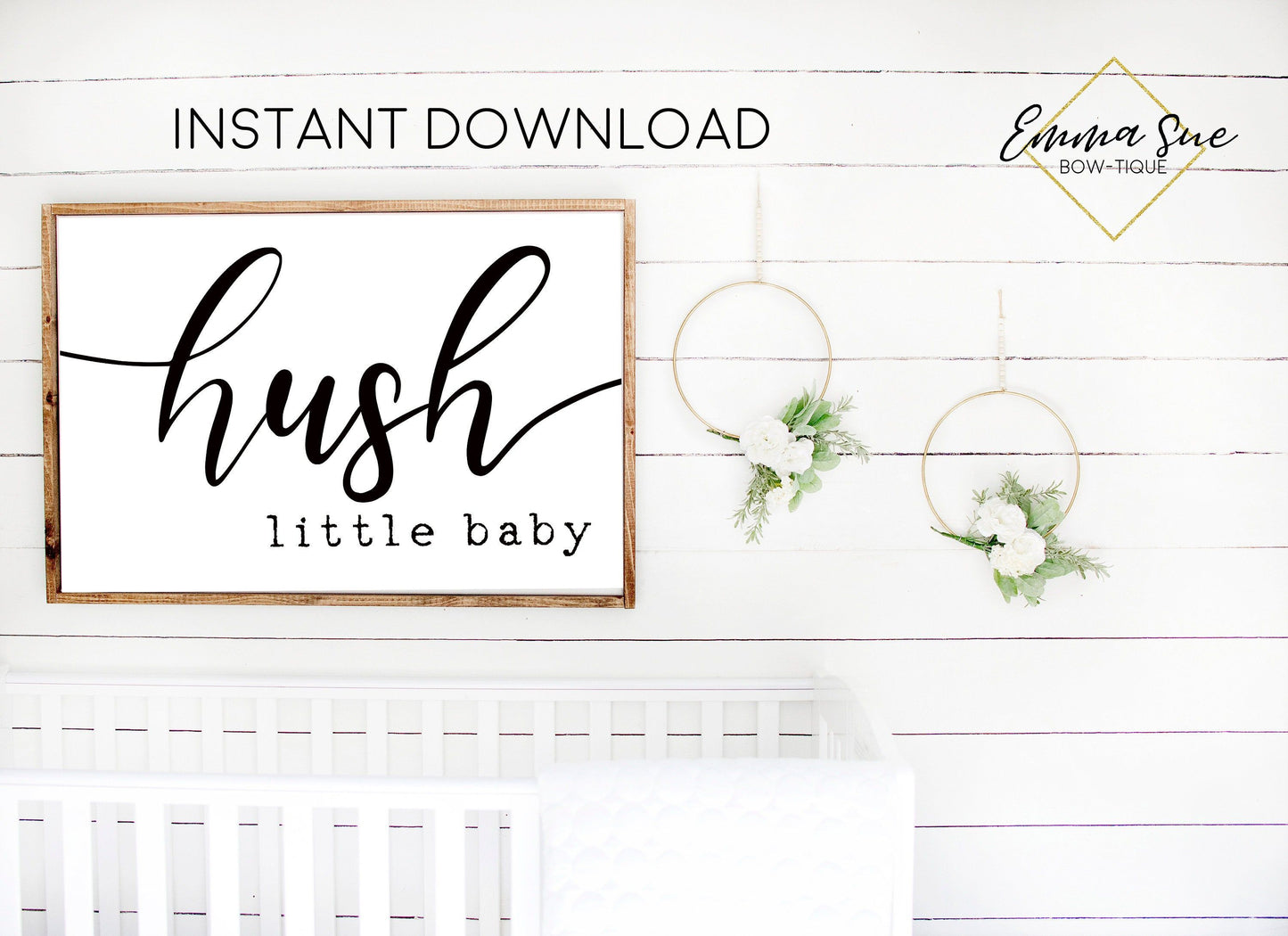 Hush Little Baby - Baby Kids nursery room Printable Sign