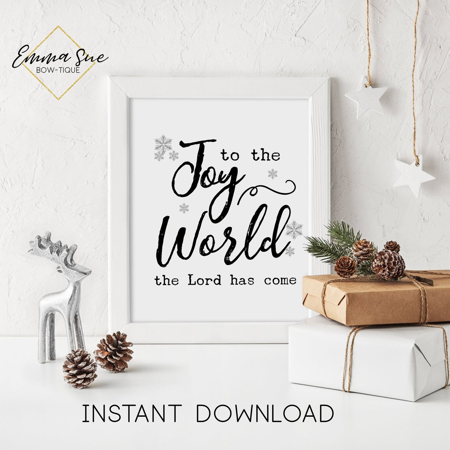 Joy to the World the Lord has come - Jesus Christmas Decor Printable Sign Farmhouse Style  - Digital File