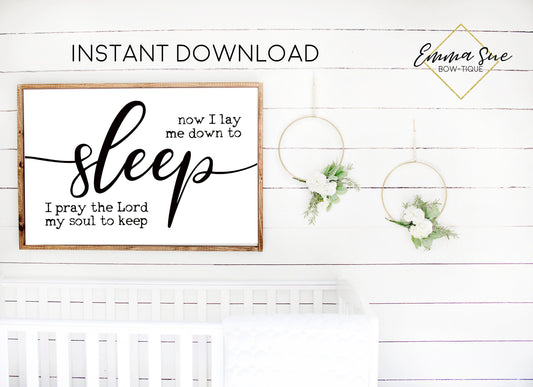 Now I lay me down to sleep prayer Baby Kids nursery room Printable Sign