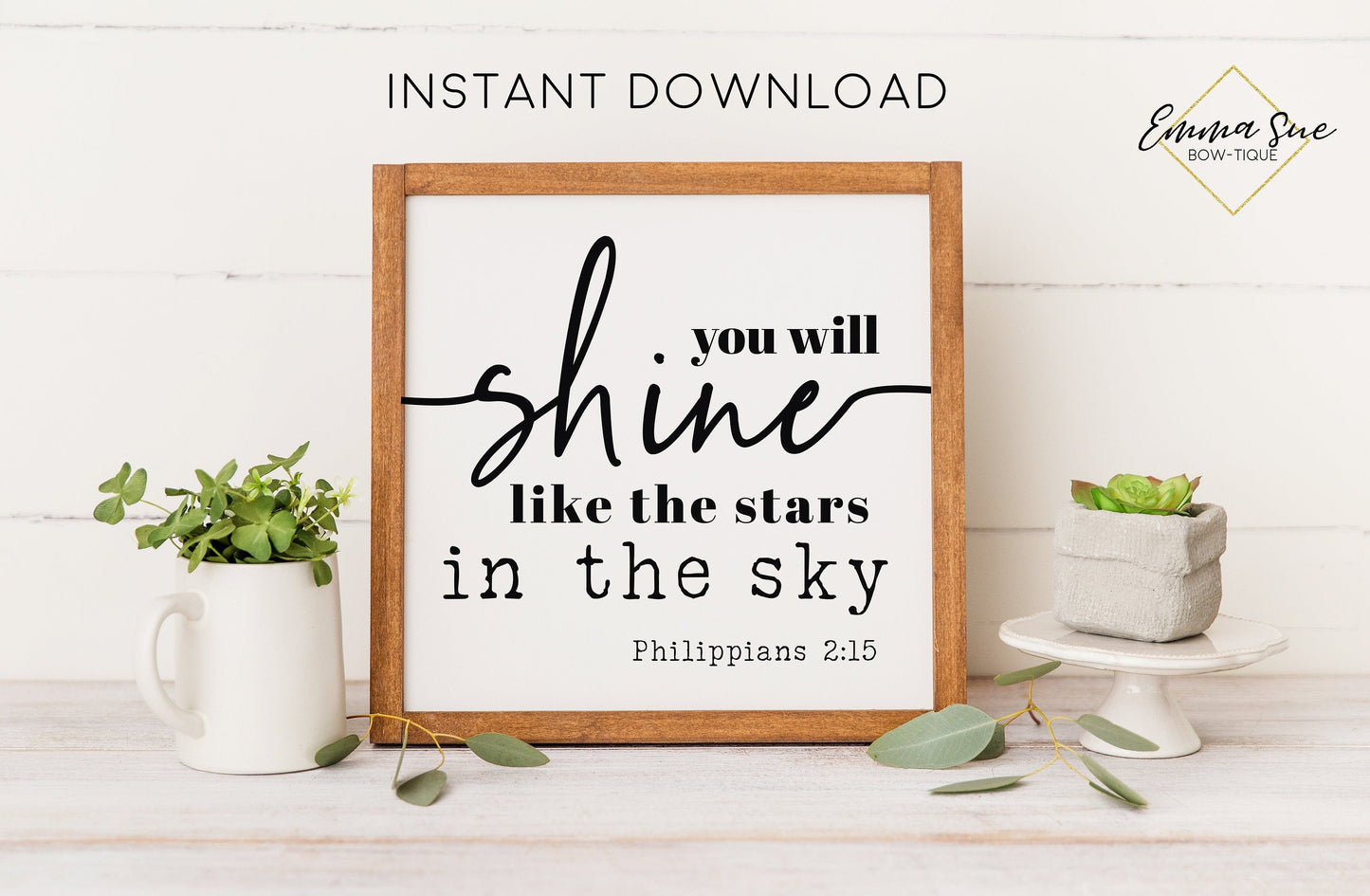 You will shine like the stars in the sky Philippians 2:15 Bible Verse Printable Art Sign Digital File