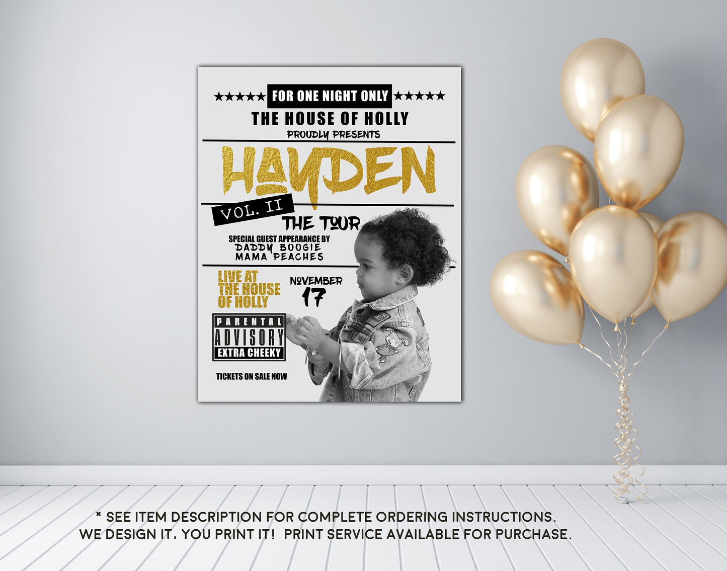 Hip Hop Poster Welcome Sign OR Invitation - Birthday House of Blues Party Decorations  - Digital File