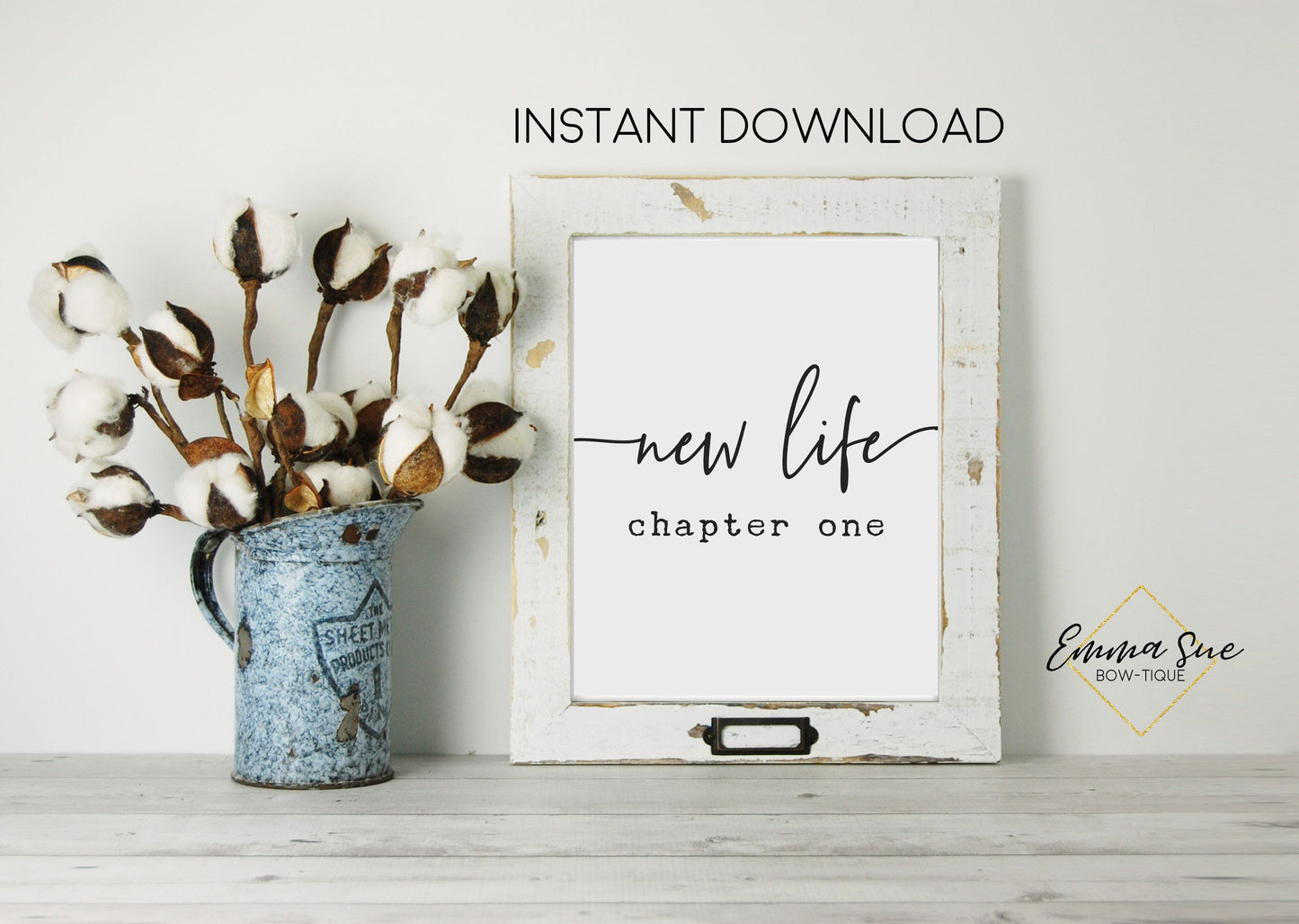 New Life Chapter One - Change Growth Motivational Quote Printable Sign Wall Art Digital File