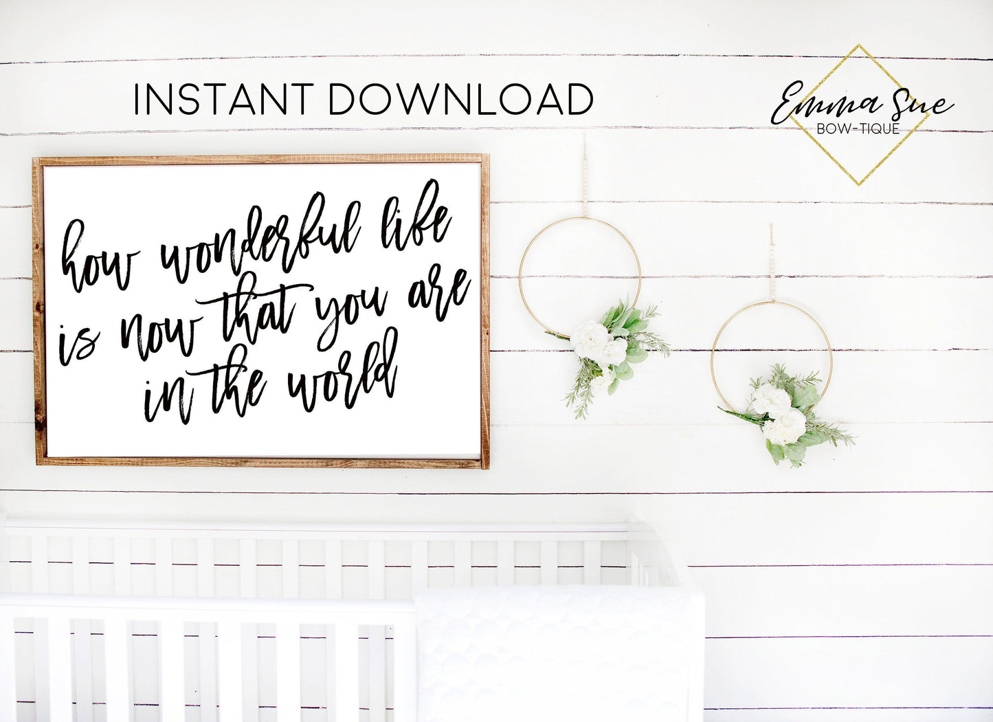 How wonderful life is now that you are in the world Baby Kids nursery room Printable Sign