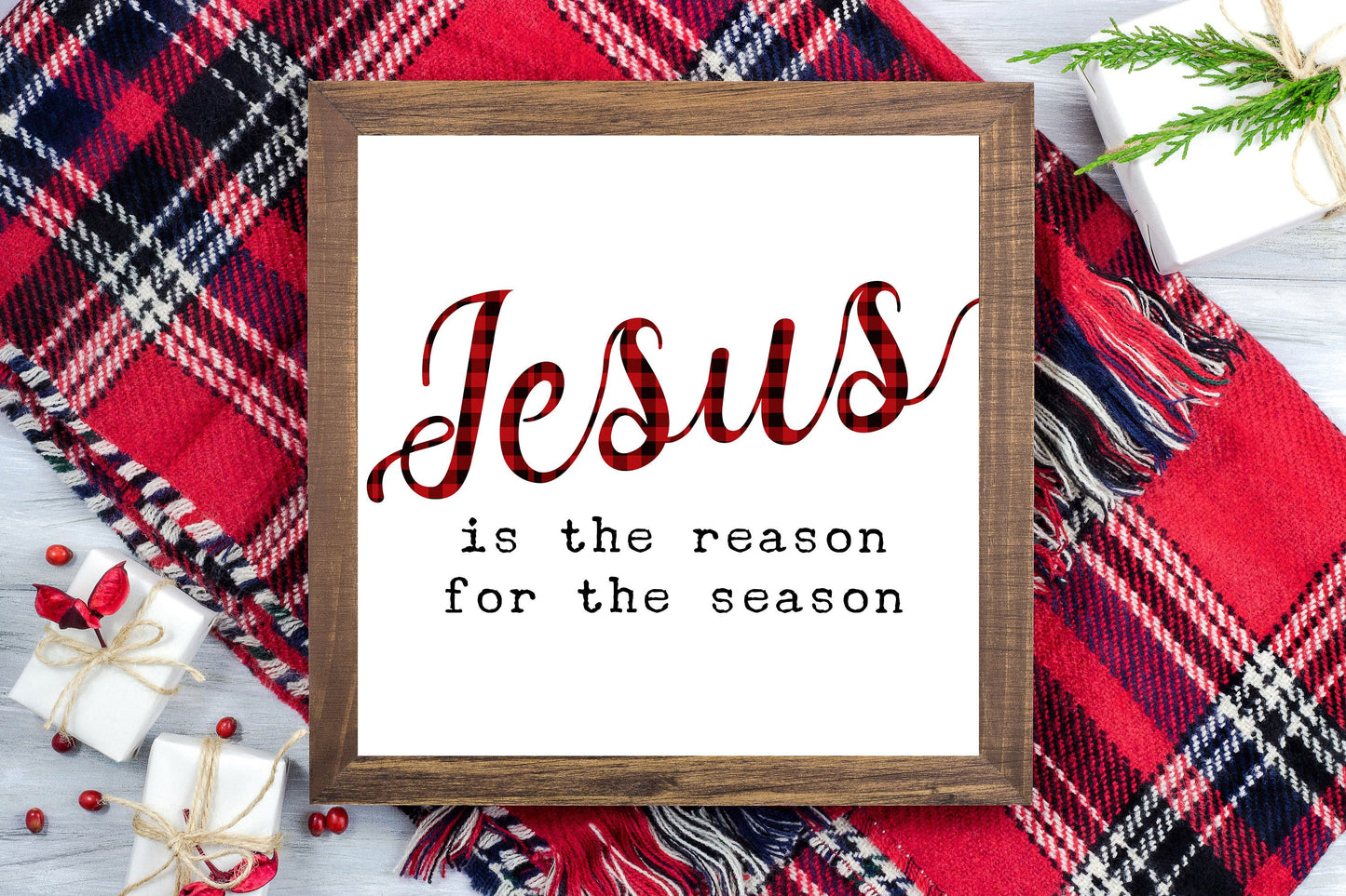 Jesus is the reason for the season - Christian Christmas Decor Printable Sign Farmhouse Style  - Digital File