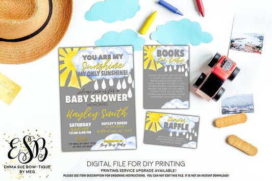 You are my Sunshine - Baby Shower Invitation- Digital Printable File  (Baby-sunshine)