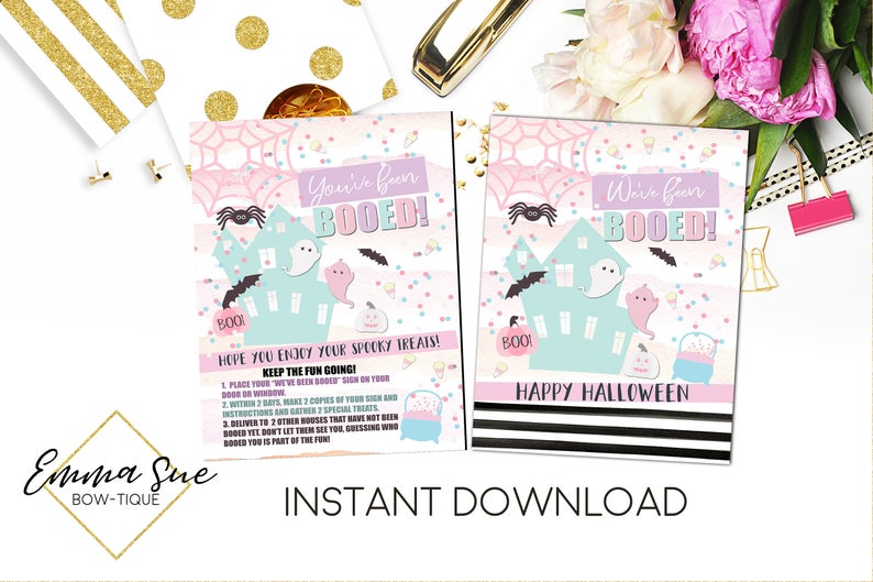 You've been Booed - Pastel Halloween Treats Printable - INSTANT DOWNLOAD - Digital File