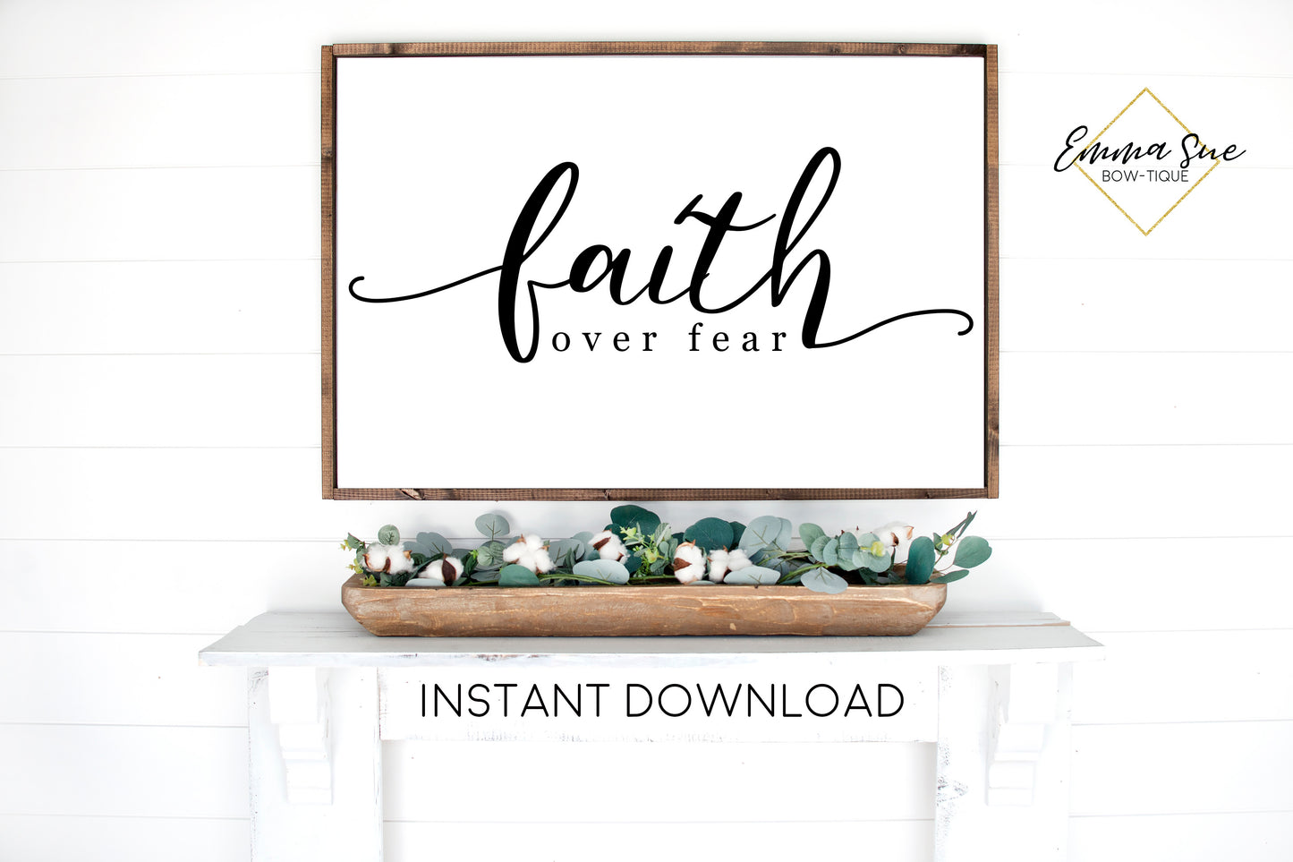 Faith over Fear - Christian Quotes Wall Art Farmhouse Printable Sign - Instant Download