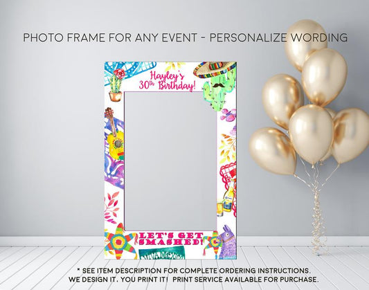 Fiesta Piñata Party Let's Get Smashed Photo Prop Frame (Frame-smashed)