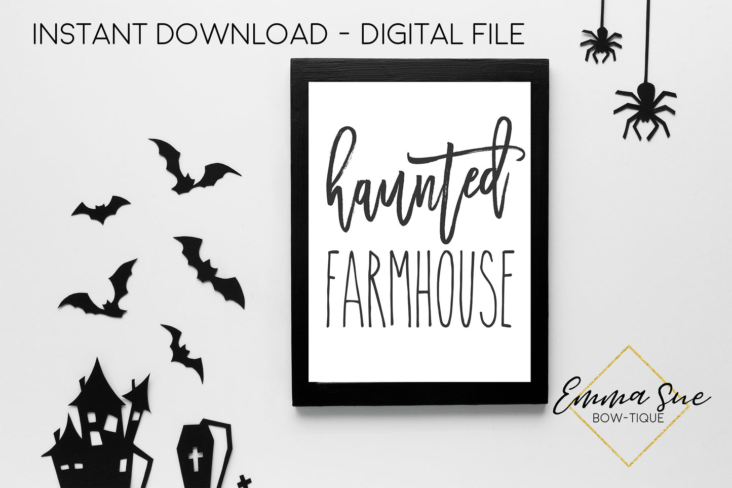 Haunted Farmhouse - Halloween Decoration Printable Art Sign - Digital File