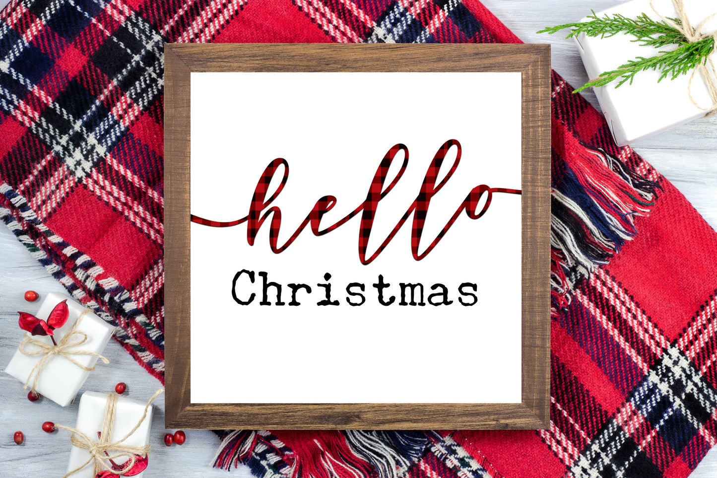 Hello Christmas - Christmas Printable Sign Farmhouse Style  - Digital File