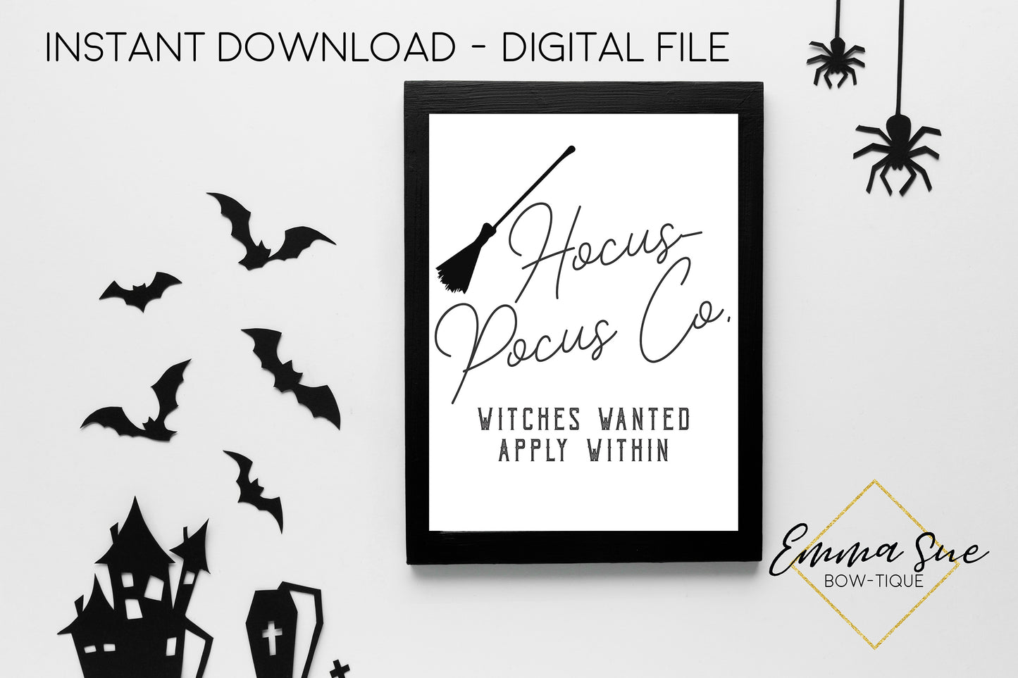 Hocus Pocus Co. Witches Wanted Apply within - Halloween Decoration Printable Art Sign - Digital File