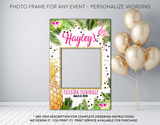 Flamingle Flamingo Tropical Luau Party - Photo Prop Frame Sign - Digital File