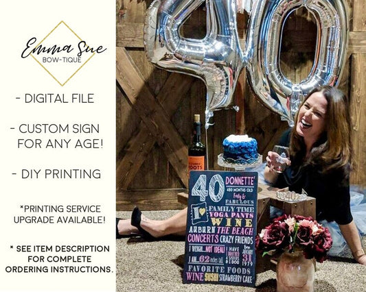 Milestone Adult smash cake photo prop - Any age Birthday Personalized Chalkboard Sign - DIGITAL FILE