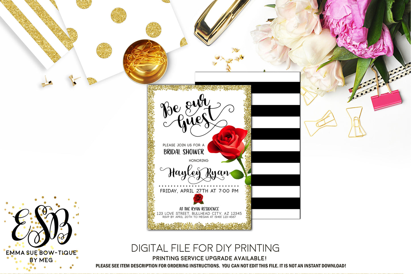 Be Our Guest Bridal Shower Invitation Printable Digital File