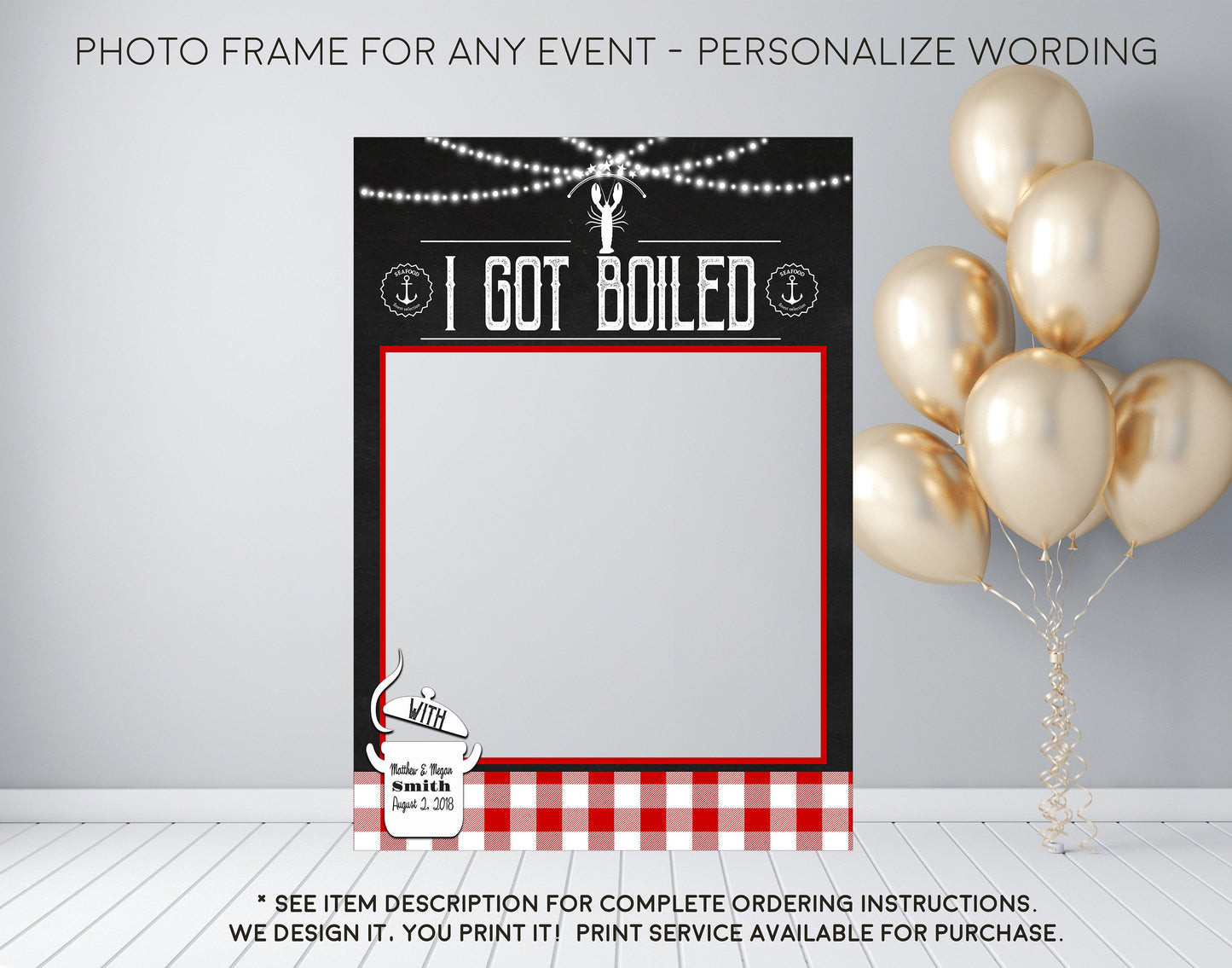 Crawfish Boil Party - Bridal Couples Shower, Birthday, or Any Event - Photo Prop Frame Sign - Digital File