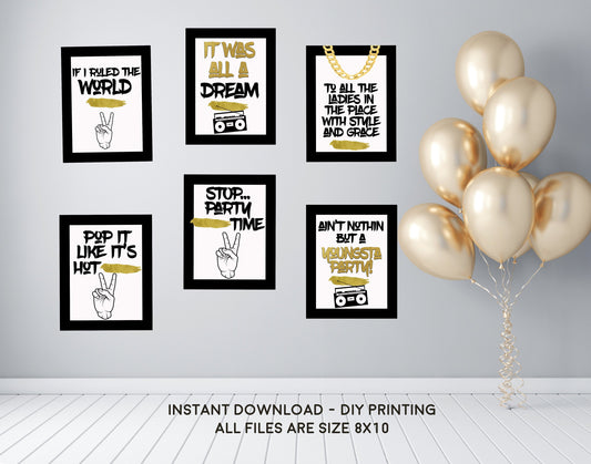 Two Legit 2 quit - 2nd Birthday Hip Hop Party Printable Signs, Party Decorations  - Digital File