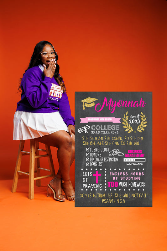 High School Graduation Photo Prop Sign - Personalized Chalkboard Sign- DIGITAL FILE (Chalk-Grad)