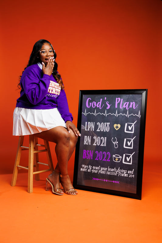 God's Plan Checklist BSN, LVN, LPN, RN, MSN Nursing Graduation Chalkboard Sign Photo Prop - Any Nursing Degree DIGITAL FILE  (Chalk-nursecheck)