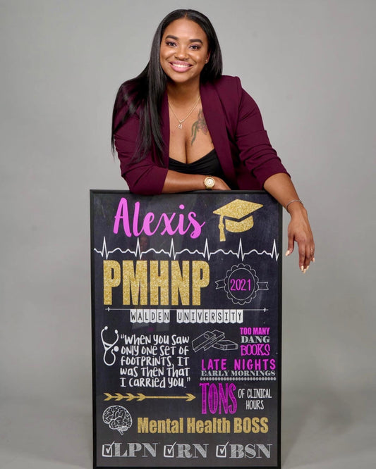 Mental Health PMHNP Nursing Graduation Photos Sign - LVN, LPN, RN, BSN or any Degree - Personalized Chalkboard Sign- DIGITAL FILE (chalk-nurse mental)