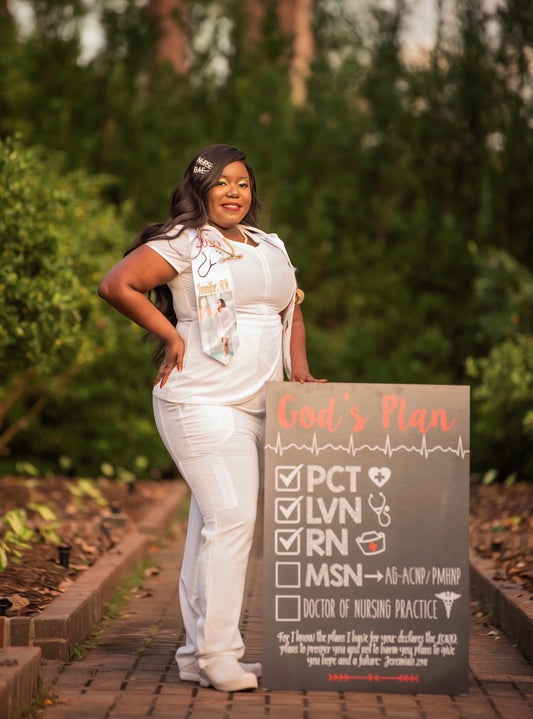 God's Plan Checklist BSN, LVN, LPN, RN, MSN Nursing Graduation Chalkboard Sign Photo Prop - Any Nursing Degree DIGITAL FILE  (Chalk-nursecheck)