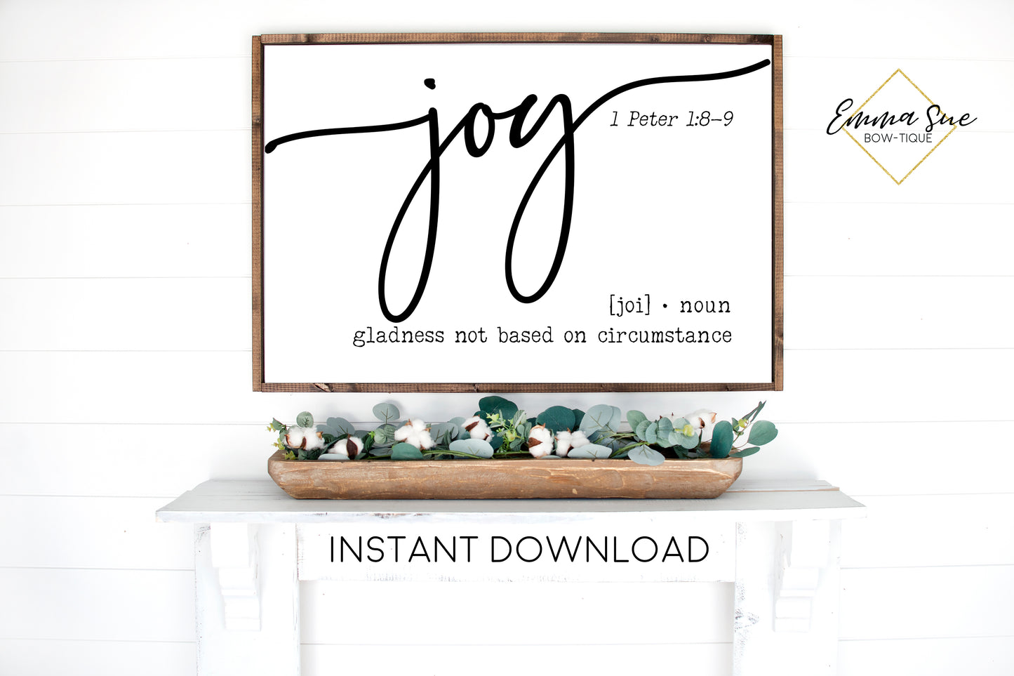 Joy Biblical Definition - 1 Peter 1:8-9 Bible Verse Printable Sign Wall Art - Instant Download