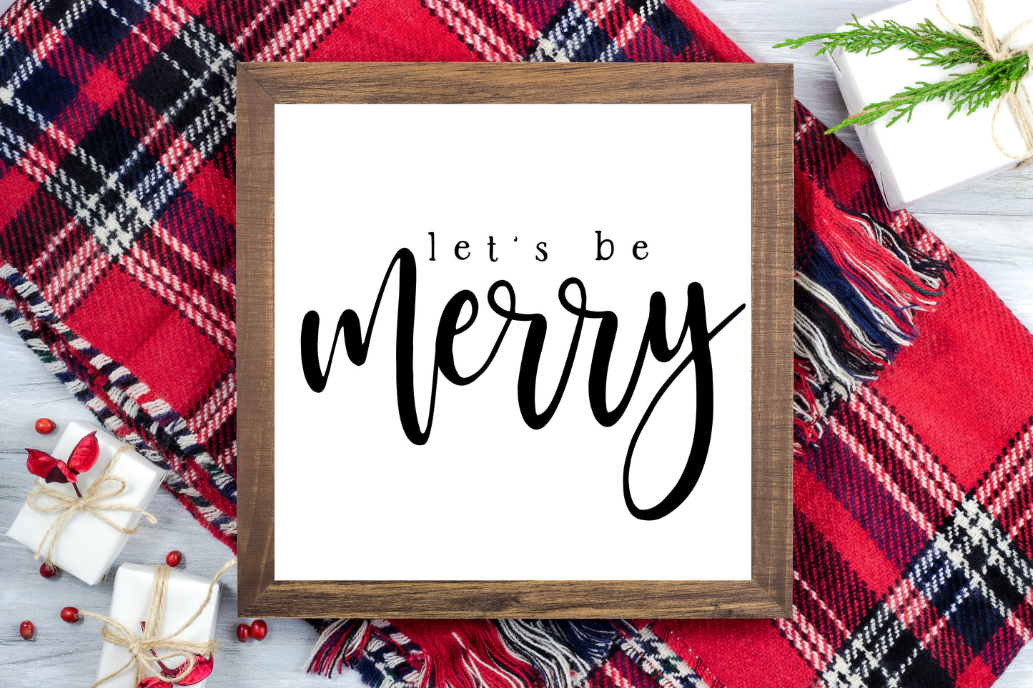 Let's Be Merry - Christmas Printable Sign Farmhouse Style  - Digital File