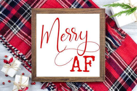 Merry AF - Funny Christmas Printable Sign Farmhouse Style  - Digital File