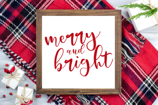 Merry and Bright - Christmas Printable Sign Farmhouse Style  - Digital File