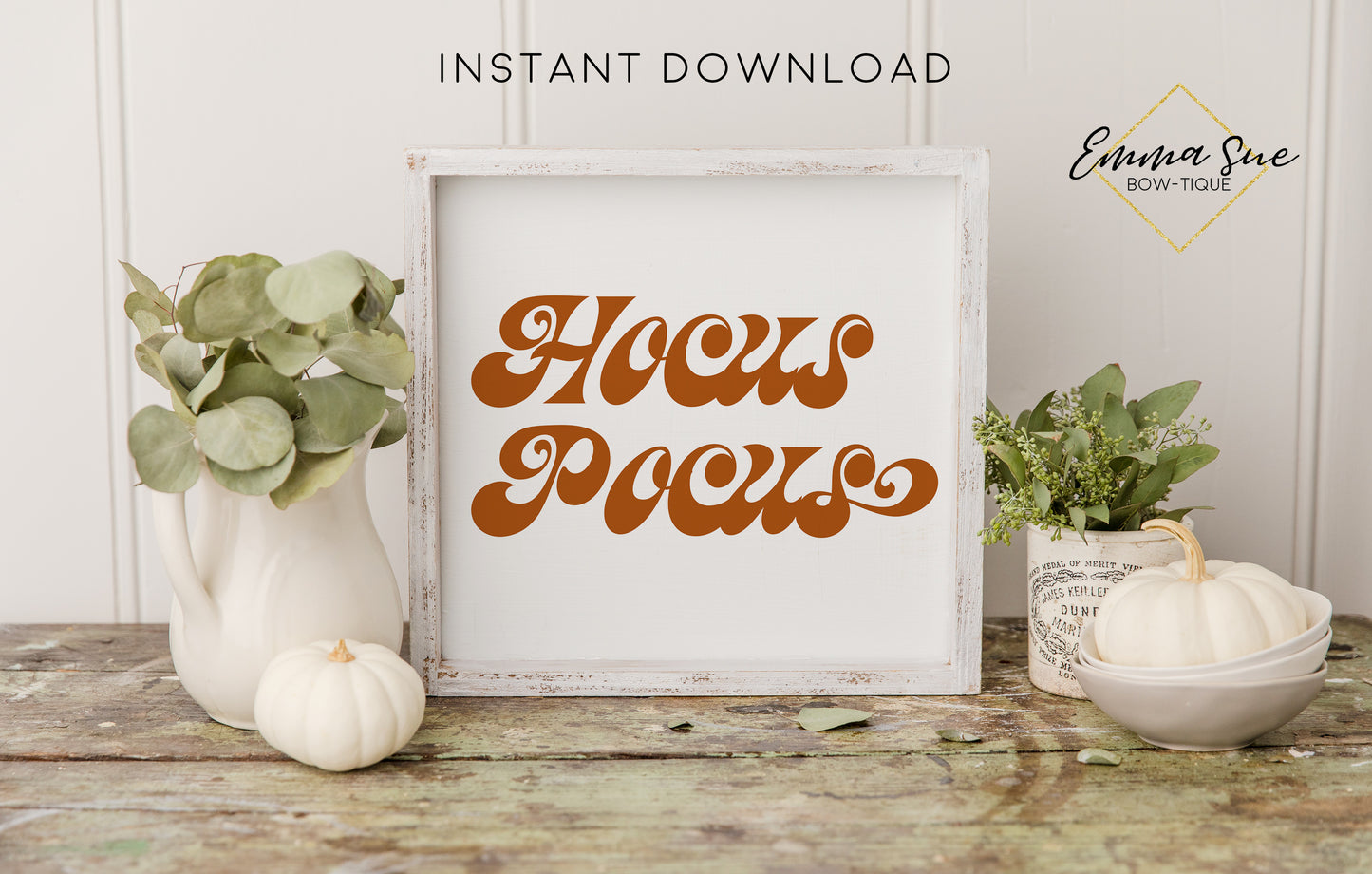 Hocus Pocus - Halloween Fall Decor Printable Sign Retro Boho Style  - Digital File