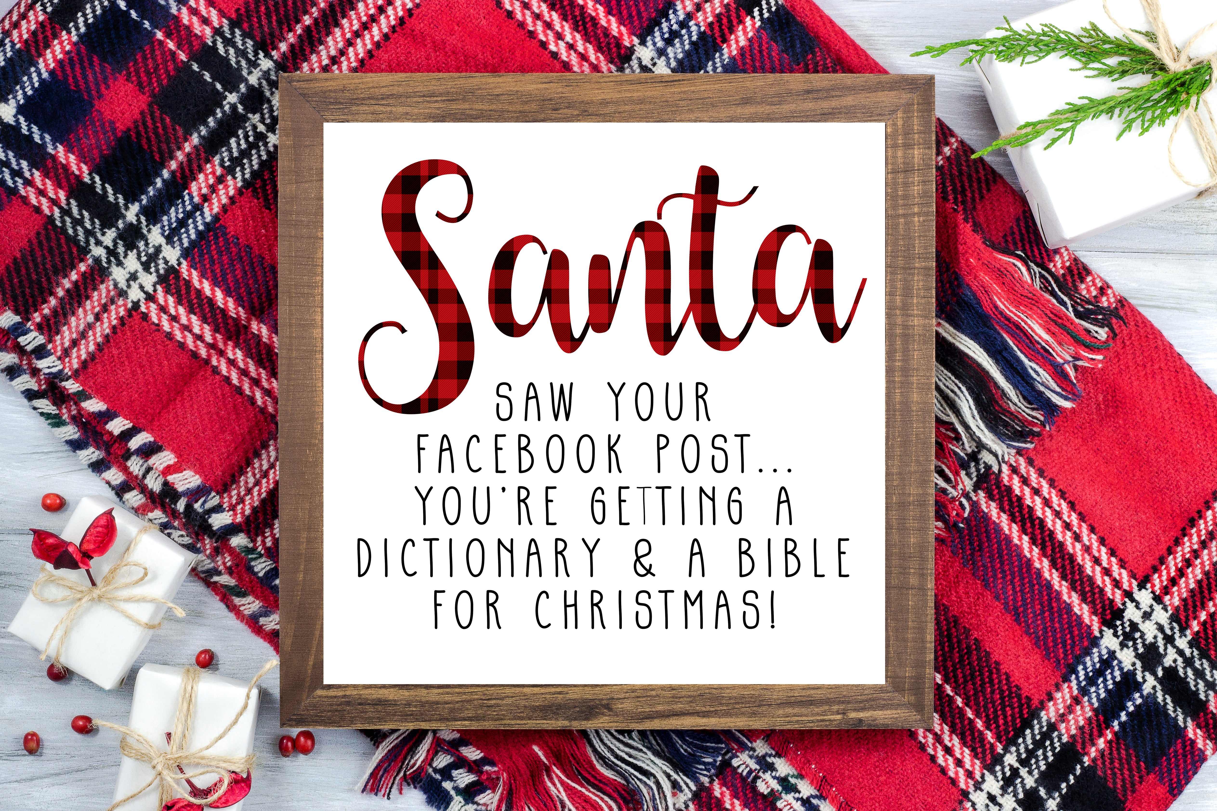 Santa saw your Facebook Post - Funny Christmas Printable Sign Farmhous ...