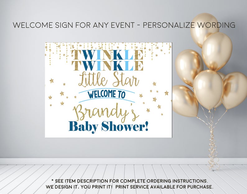 Twinkle Twinkle Little Star Baby Shower or Birthday Welcome Sign - Par ...